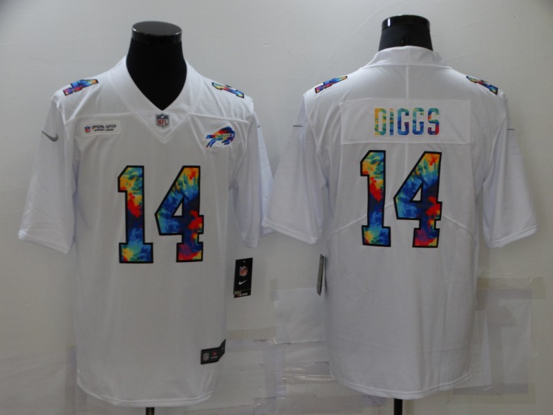 Men Buffalo Bills #14 Diggs White Rainbow version 2021 Nike NFL Jersey